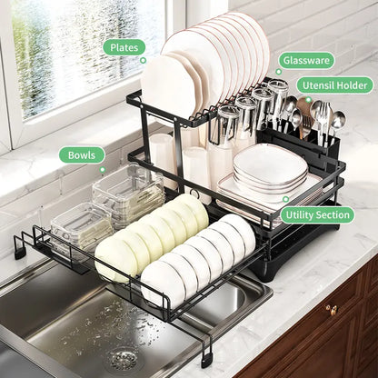 Foldable 2-Tier Dish Drying Rack