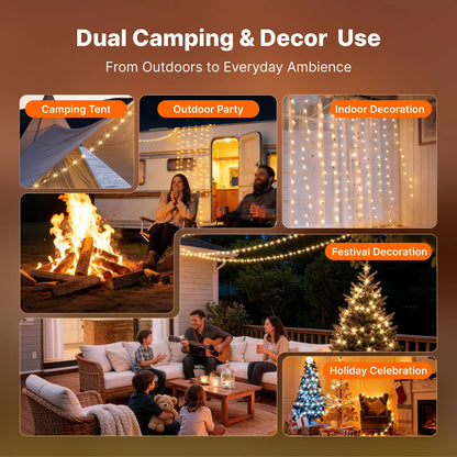 Solar Camping String Lights – 49.2FT Retractable LED