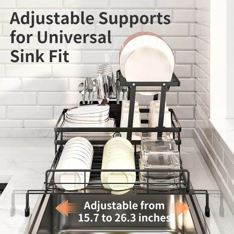 Foldable 2-Tier Dish Drying Rack