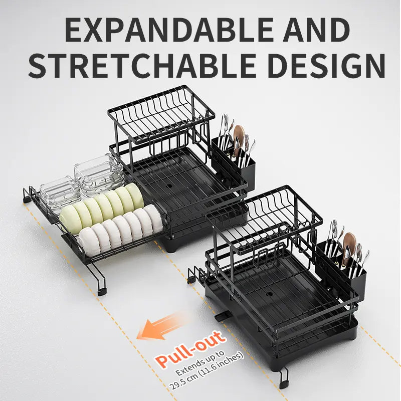 Foldable 2-Tier Dish Drying Rack
