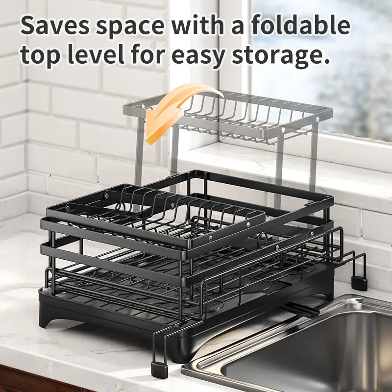 Foldable 2-Tier Dish Drying Rack