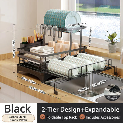 Foldable 2-Tier Dish Drying Rack