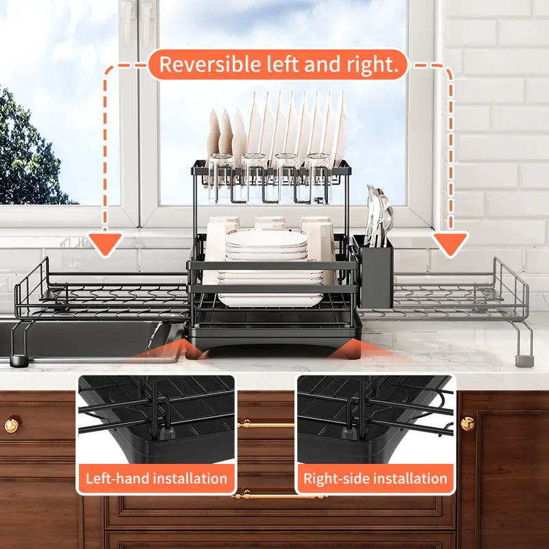Foldable 2-Tier Dish Drying Rack
